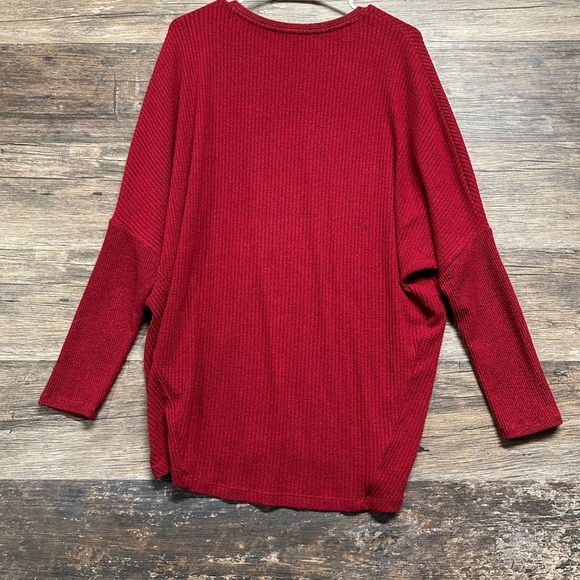 White House Black Market Red V-Neck Sweater Soft Knit - Picture 2 of 5